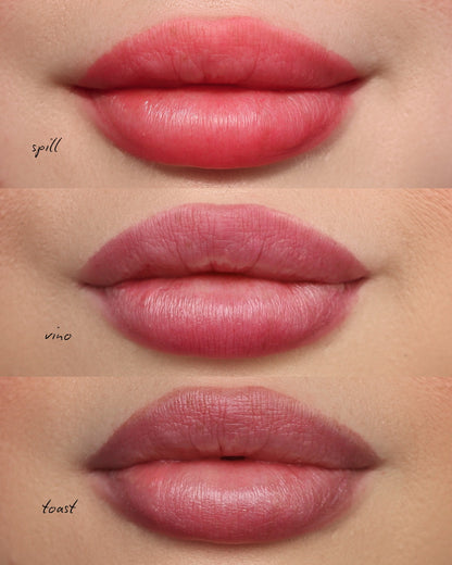 Great Lip stain colors, Spill, Vino and Toast showing different shade for you. | Toi Beauty