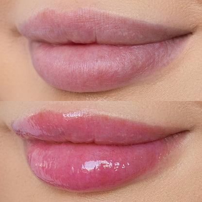 Hydrating  lip oil with glossy finish in clear tube